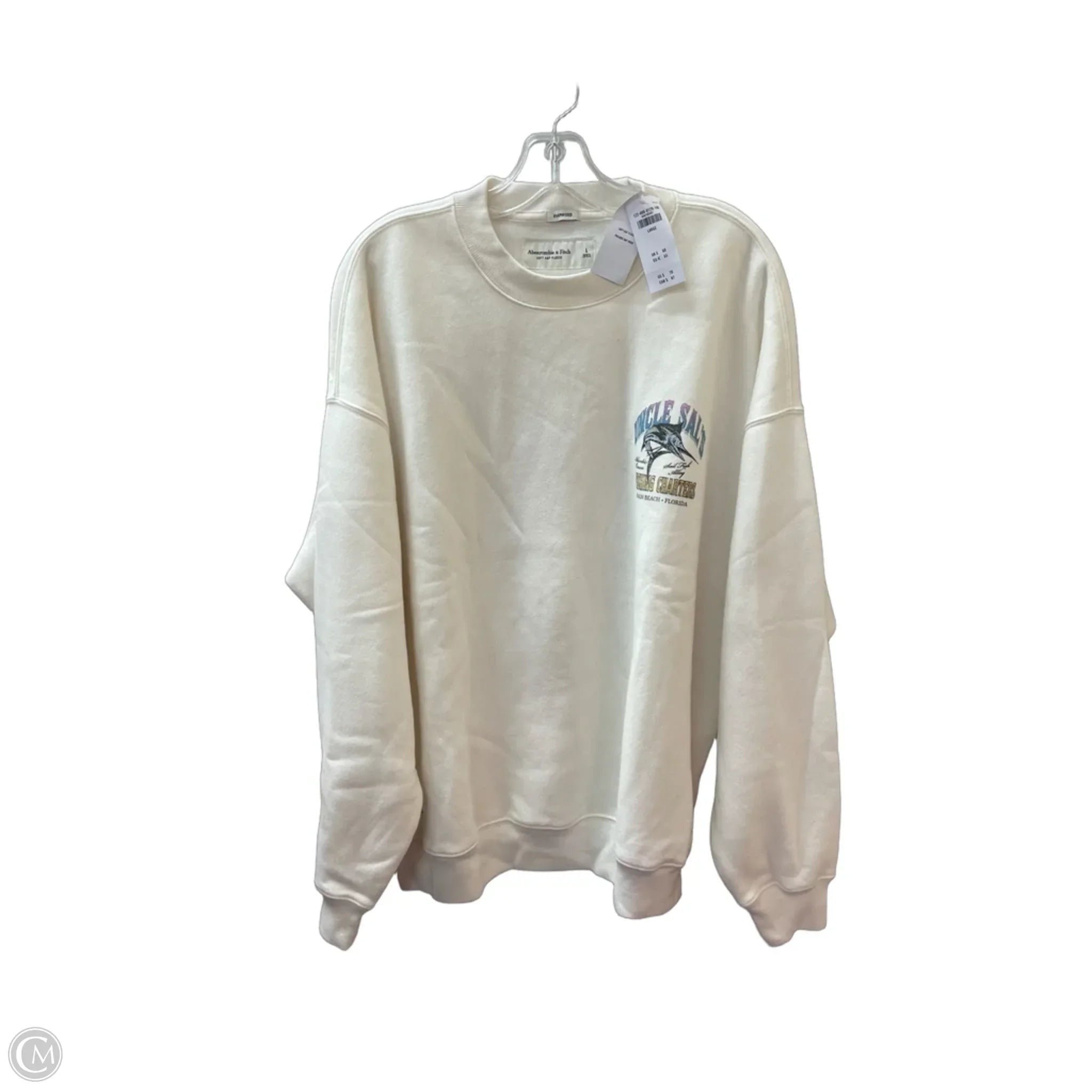 Sweatshirt Crewneck By Abercrombie And Fitch In Cream, Size: L