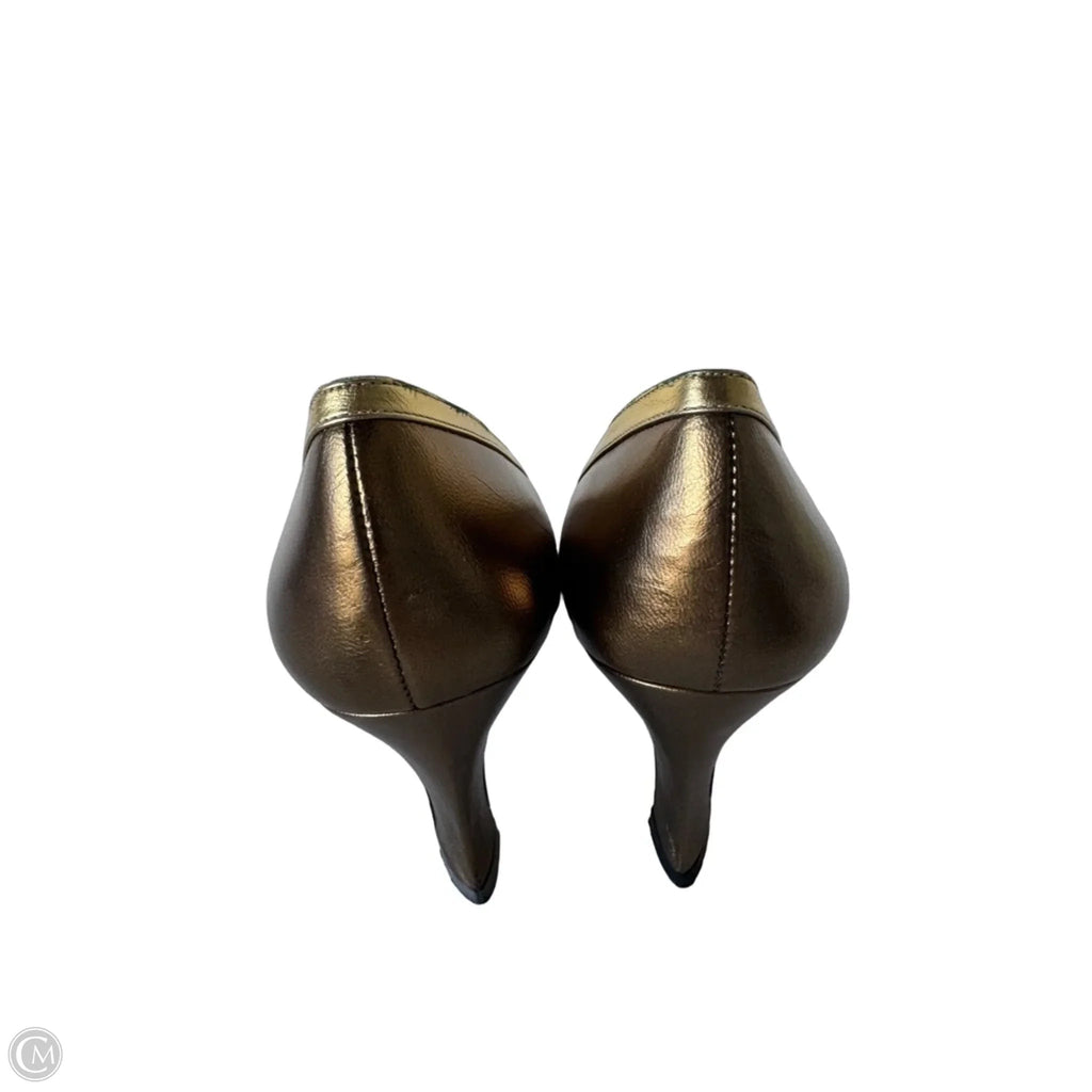 Sandals Heels Block By Nina In Gold & Silver, Size: 7