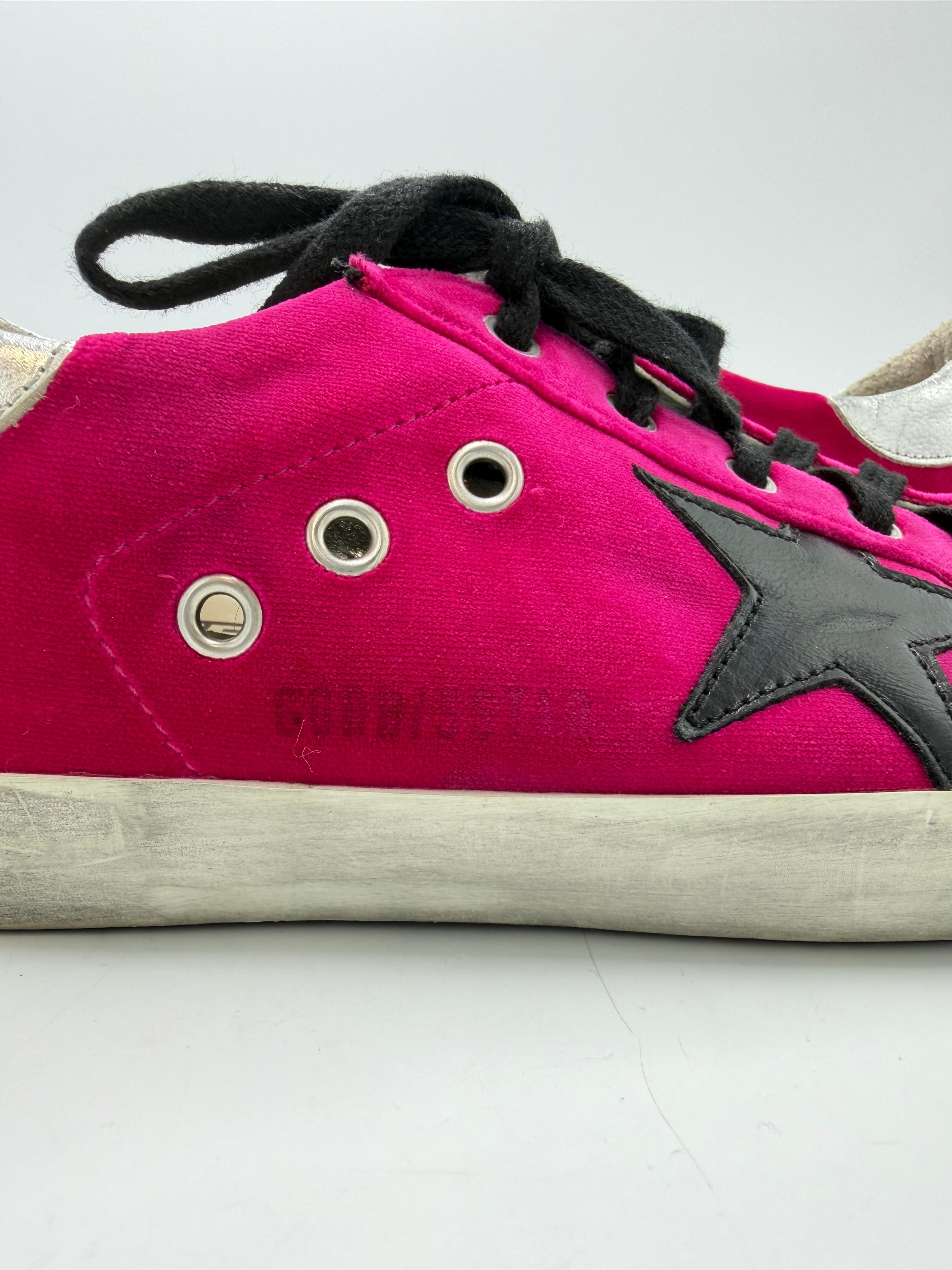 Golden Goose Superstar Trainers Luxury Shoes In Pink Velvet, Size: 9 (39)