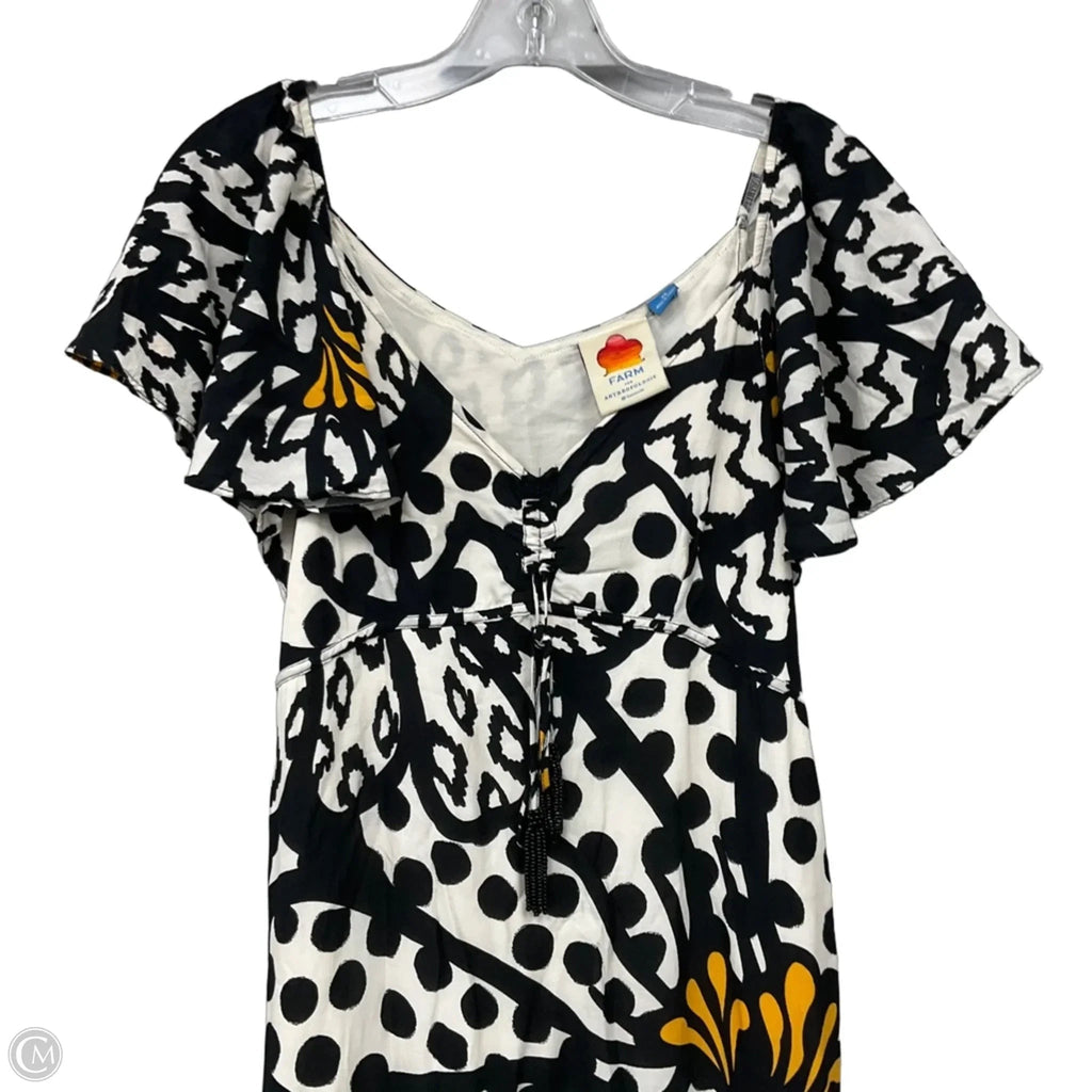 Fluttered-Sleeve Maxi Dress By Farm Rio In Black & Cream, Size: Xs