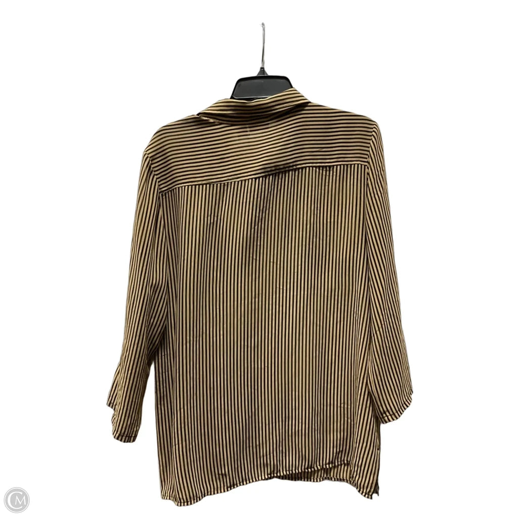 Blouse Long Sleeve By Chicos In Striped Pattern, Size: L