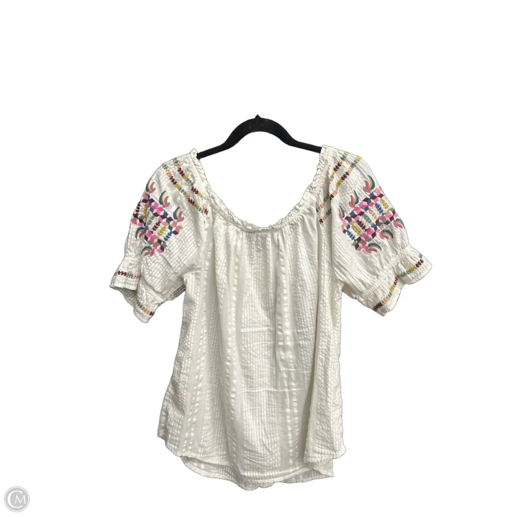 Top Short Sleeve By Anthropologie In White, Size: M