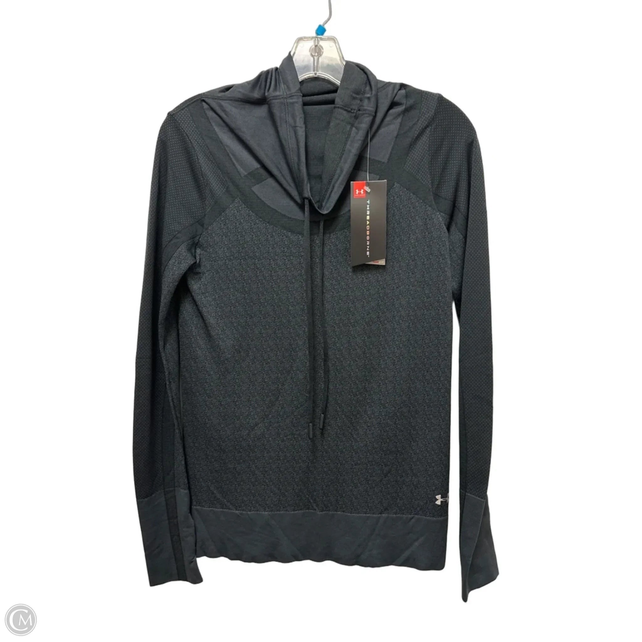 Athletic Top Long Sleeve Collar By Under Armour In Grey, Size: S