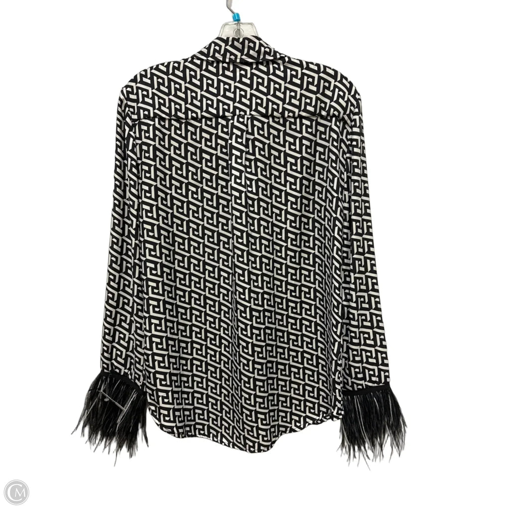 Blouse Long Sleeve By Clothes Mentor In Black & White, Size: L