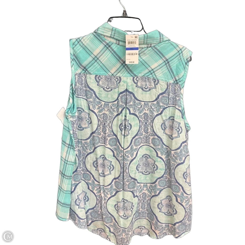 Blouse Sleeveless By Style And Company In Plaid Pattern, Size: Xlp