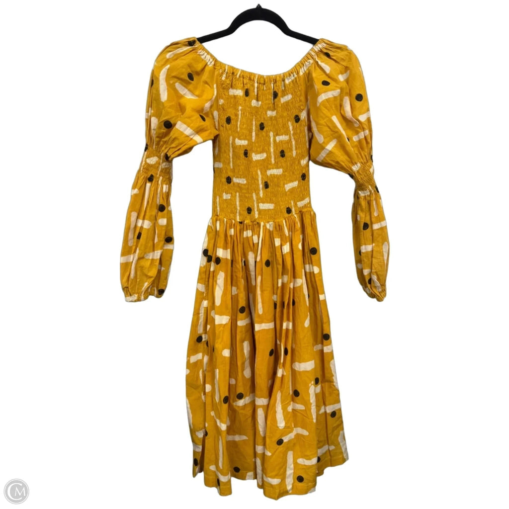 Dress Casual Midi By Cmb In Black & Yellow, Size: S