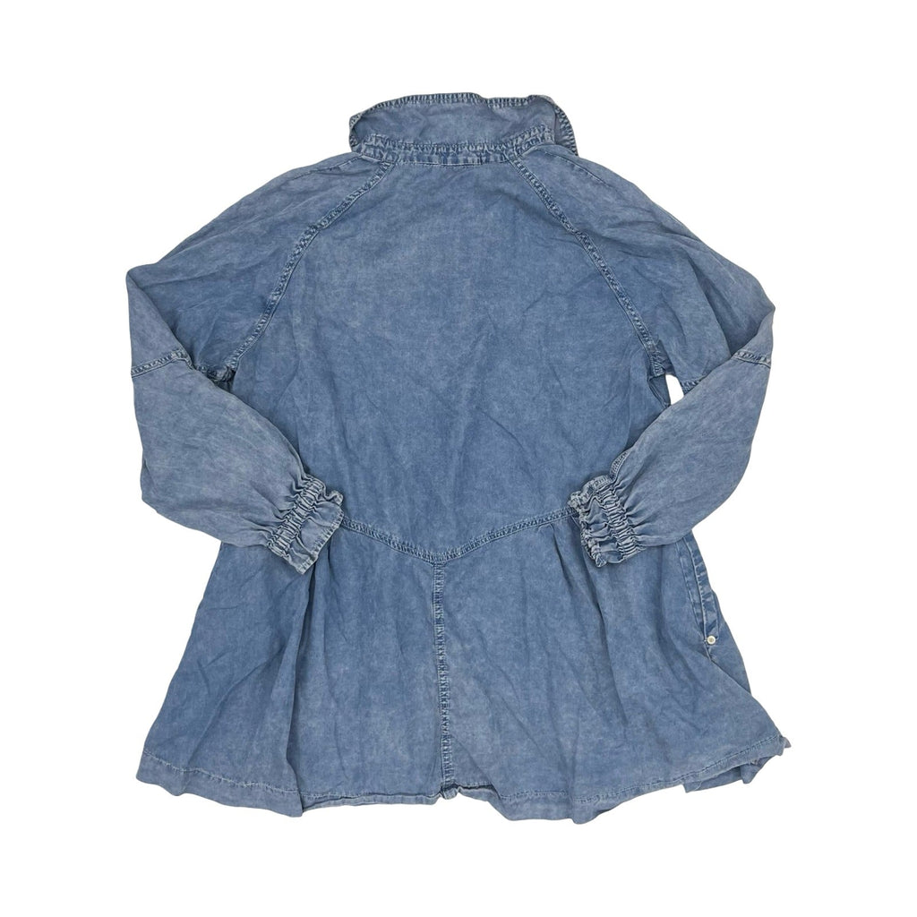 Top Ls By Zenana In Blue Denim, Size:Xl