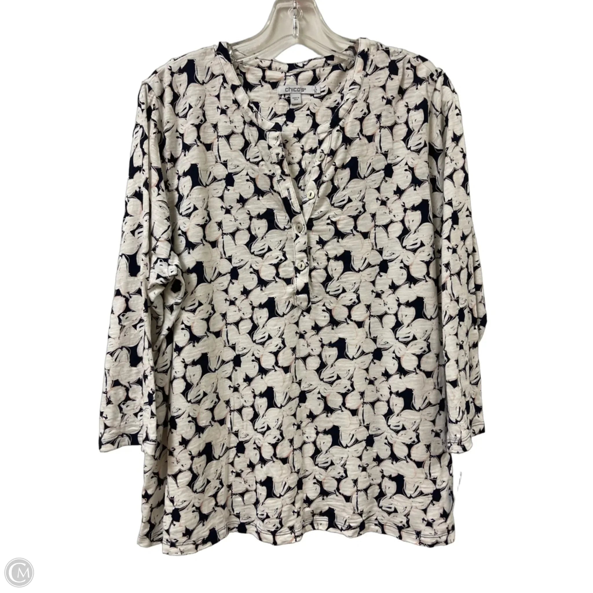 Top Long Sleeve By Chicos In Navy, Size: Xl
