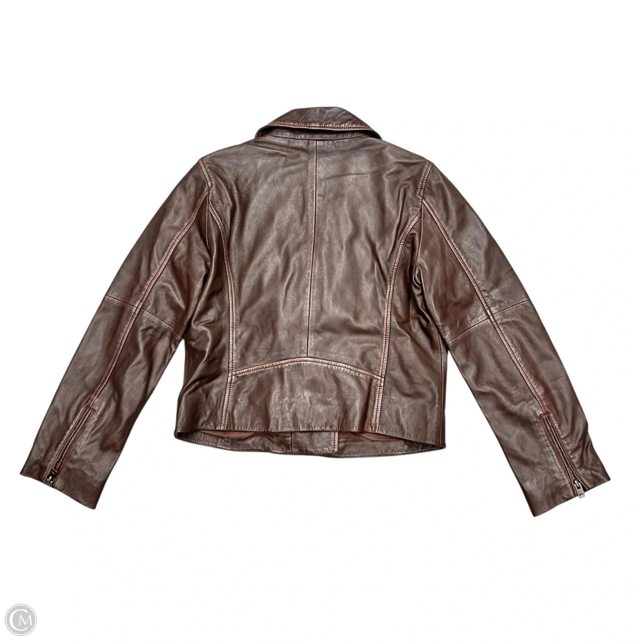 Jacket Moto Leather By Lucky Brand In Brown, Size: M