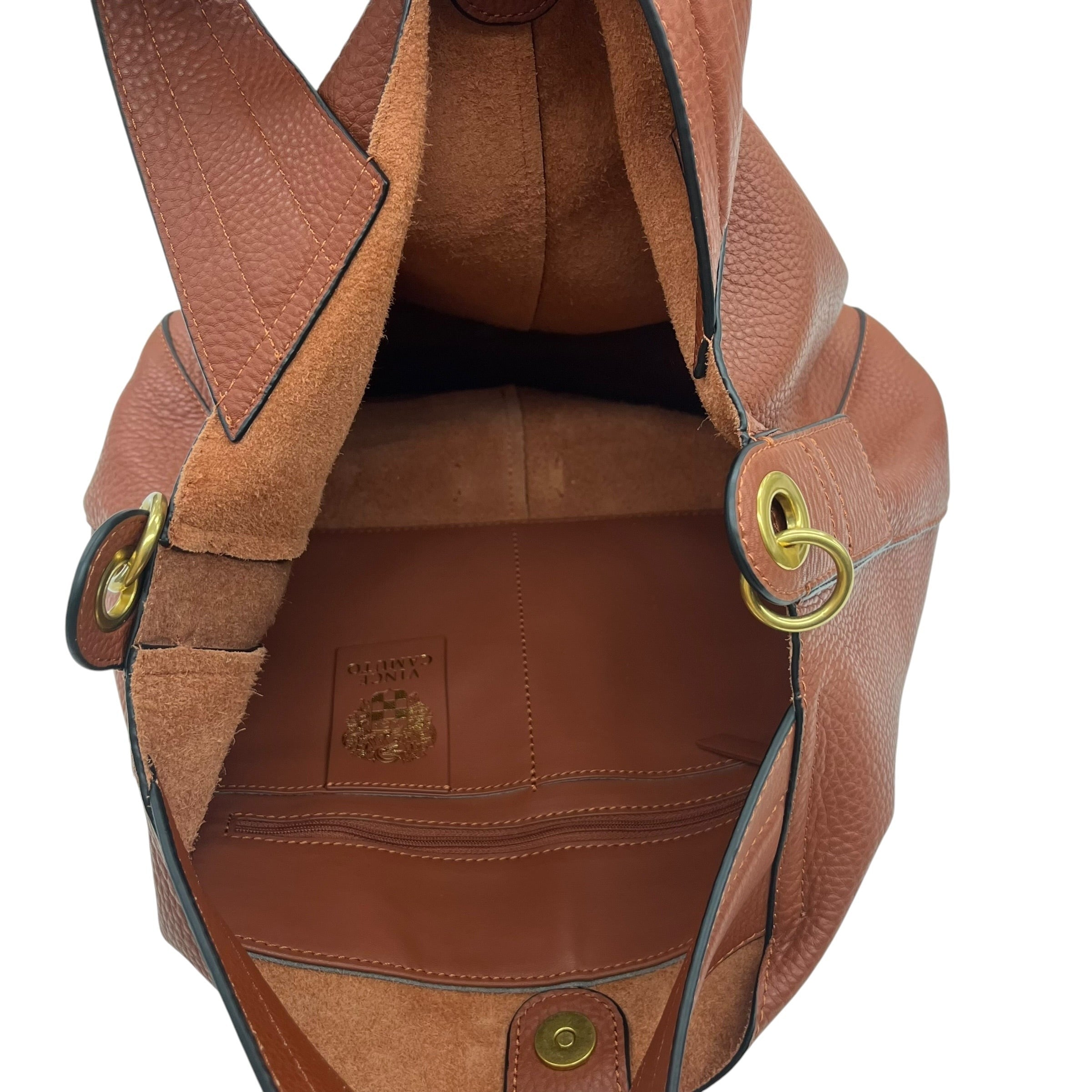 Handbag Leather By Vince Camuto In Brown, Size:Medium