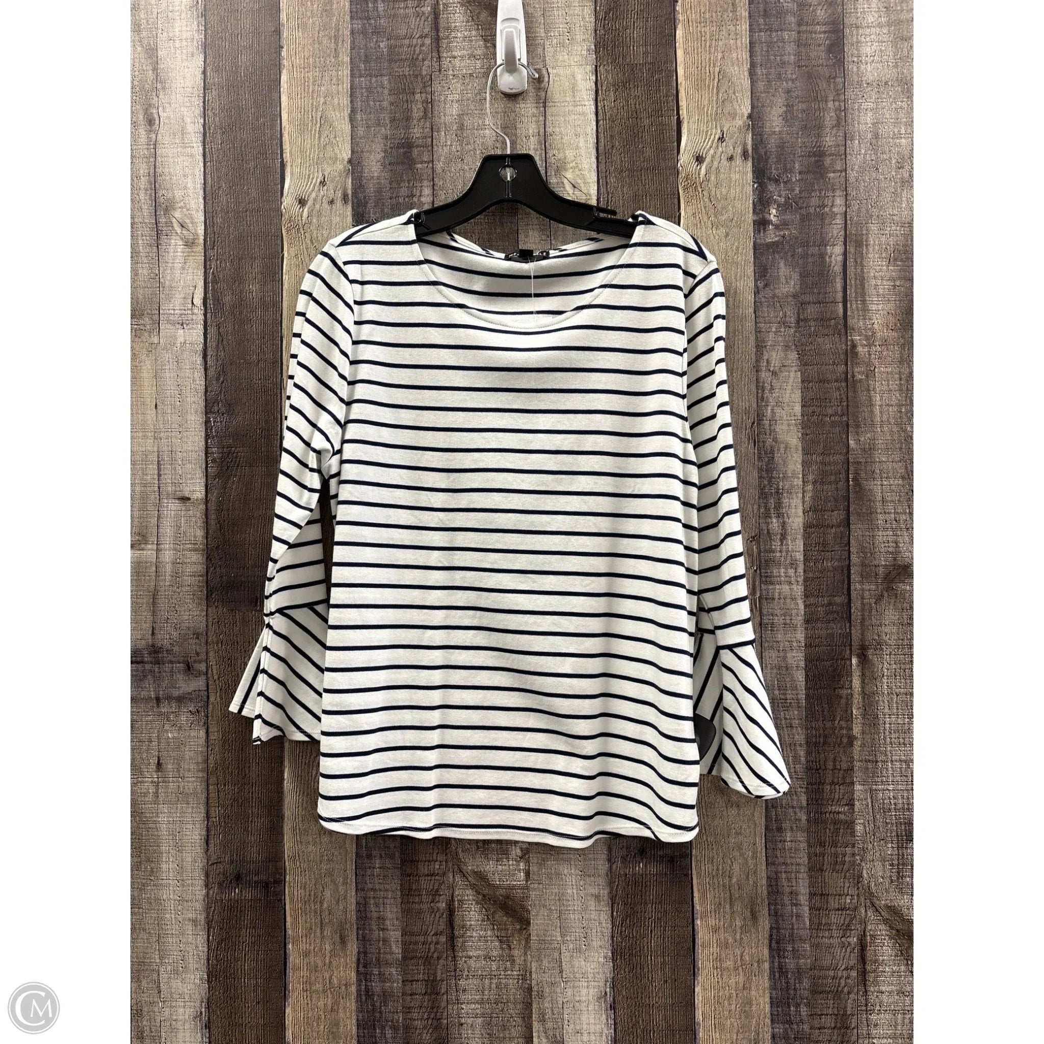Top 3/4 Sleeve By J. Crew In Striped Pattern, Size: L
