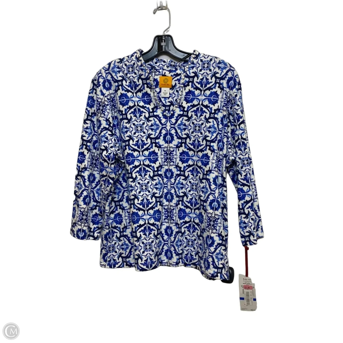 Top Long Sleeve By Ruby Rd In Blue & White, Size: Xl
