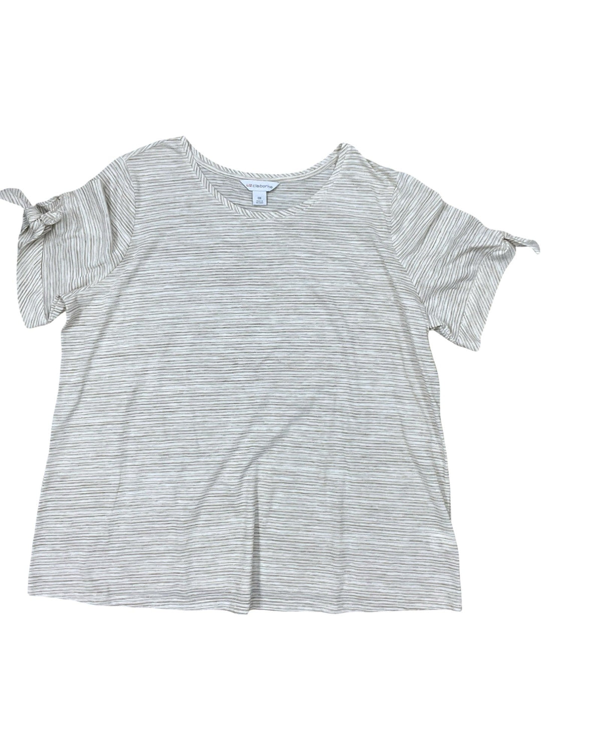 Top Ss By Liz Claiborne In Tan & White, Size:Xl