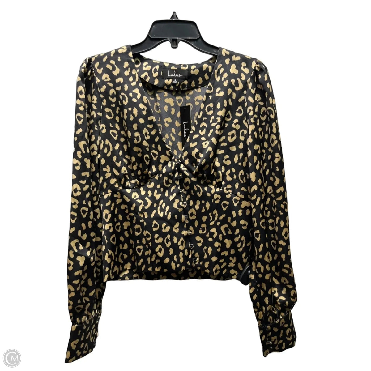 Blouse Long Sleeve By Lulus In Black & Tan, Size: S