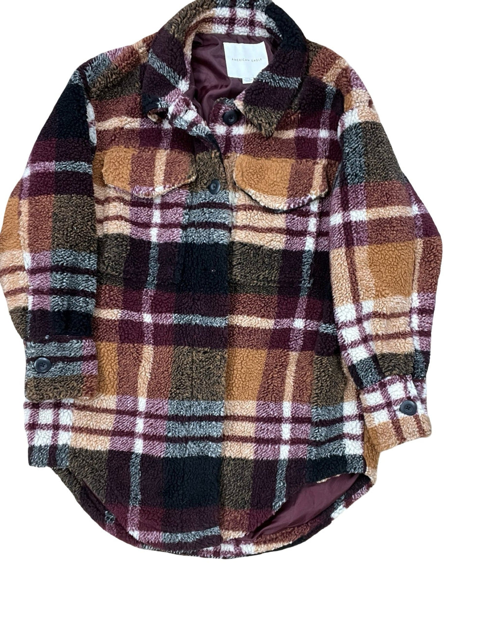 Jacket Faux Fur & Sherpa By American Eagle In Maroon, Size:S