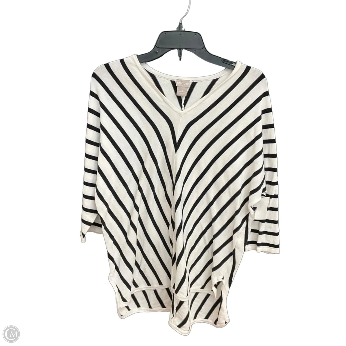 Top Short Sleeve By Chicos In Striped Pattern, Size: L