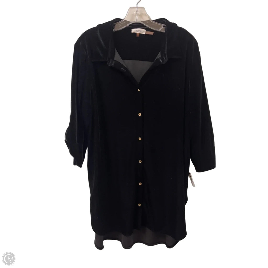 Tunic Long Sleeve By Calvin Klein In Black, Size: L