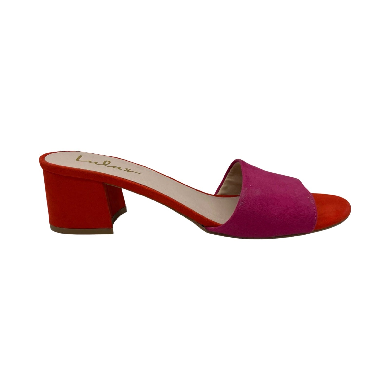 Sandals Heels Block By Lulus In Orange & Pink, Size:8.5