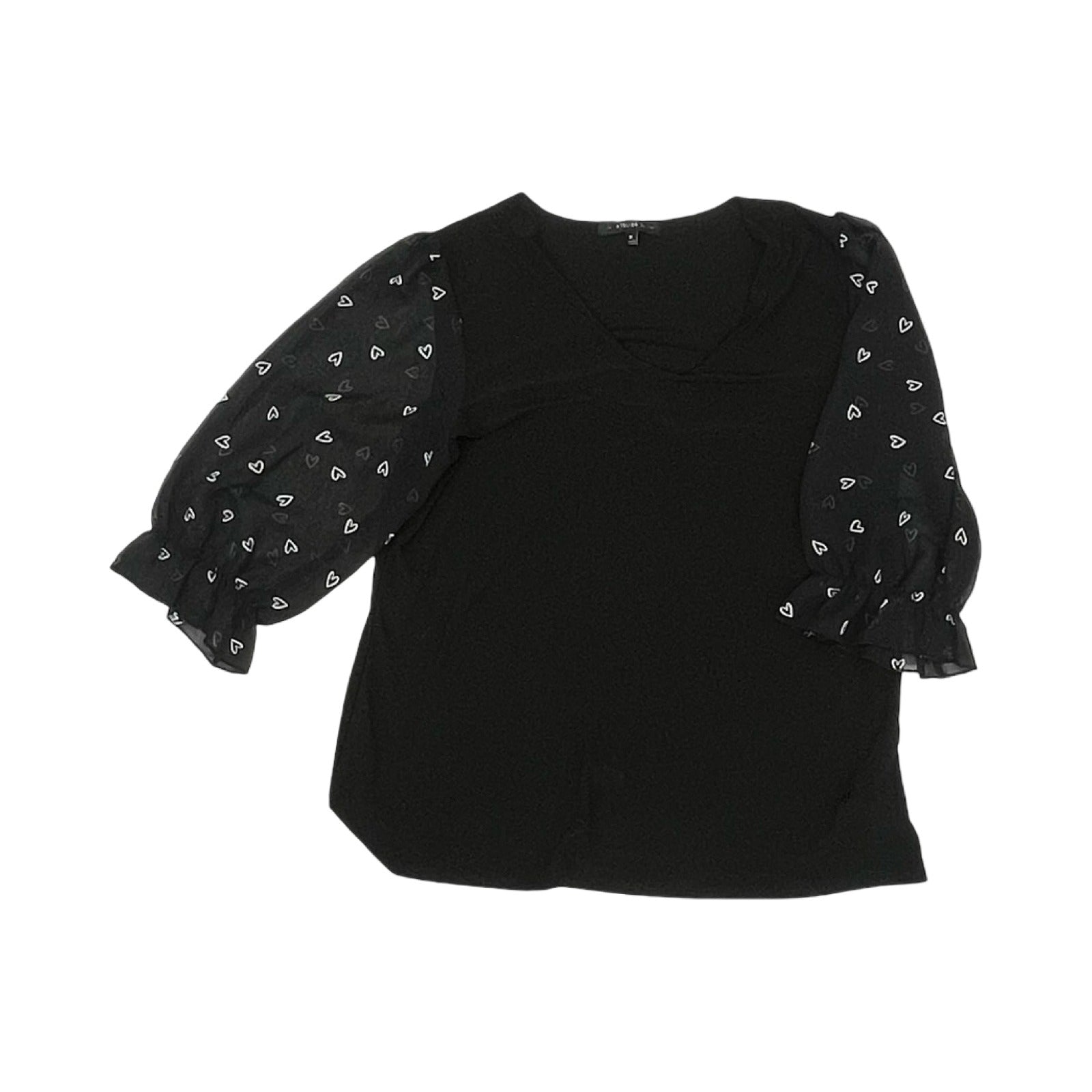 Blouse Ss By Atelier In Black & Cream, Size:Xl