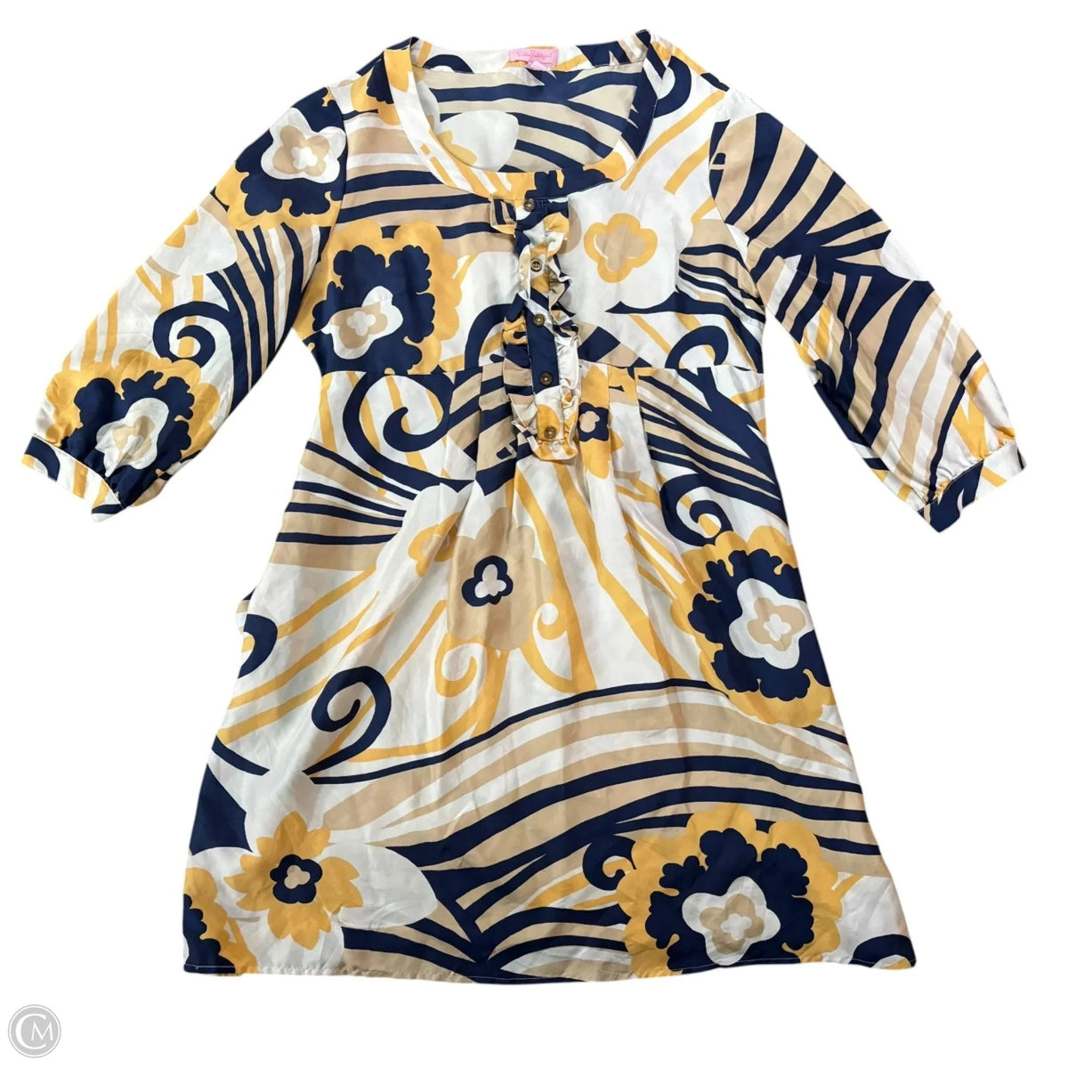 Dress Designer By Lilly Pulitzer In blue & yellow, Size: M