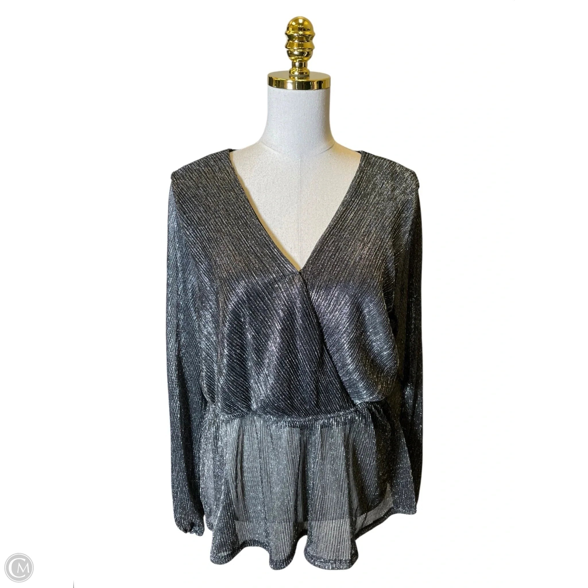 Top Long Sleeve By Maurices In Silver, Size: L