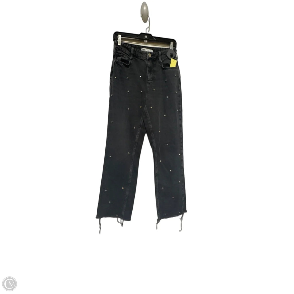 Jeans Straight By Zara In Black Denim, Size: 4