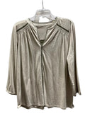 Top Long Sleeve By J. Jill In Cream & Green, Size: L