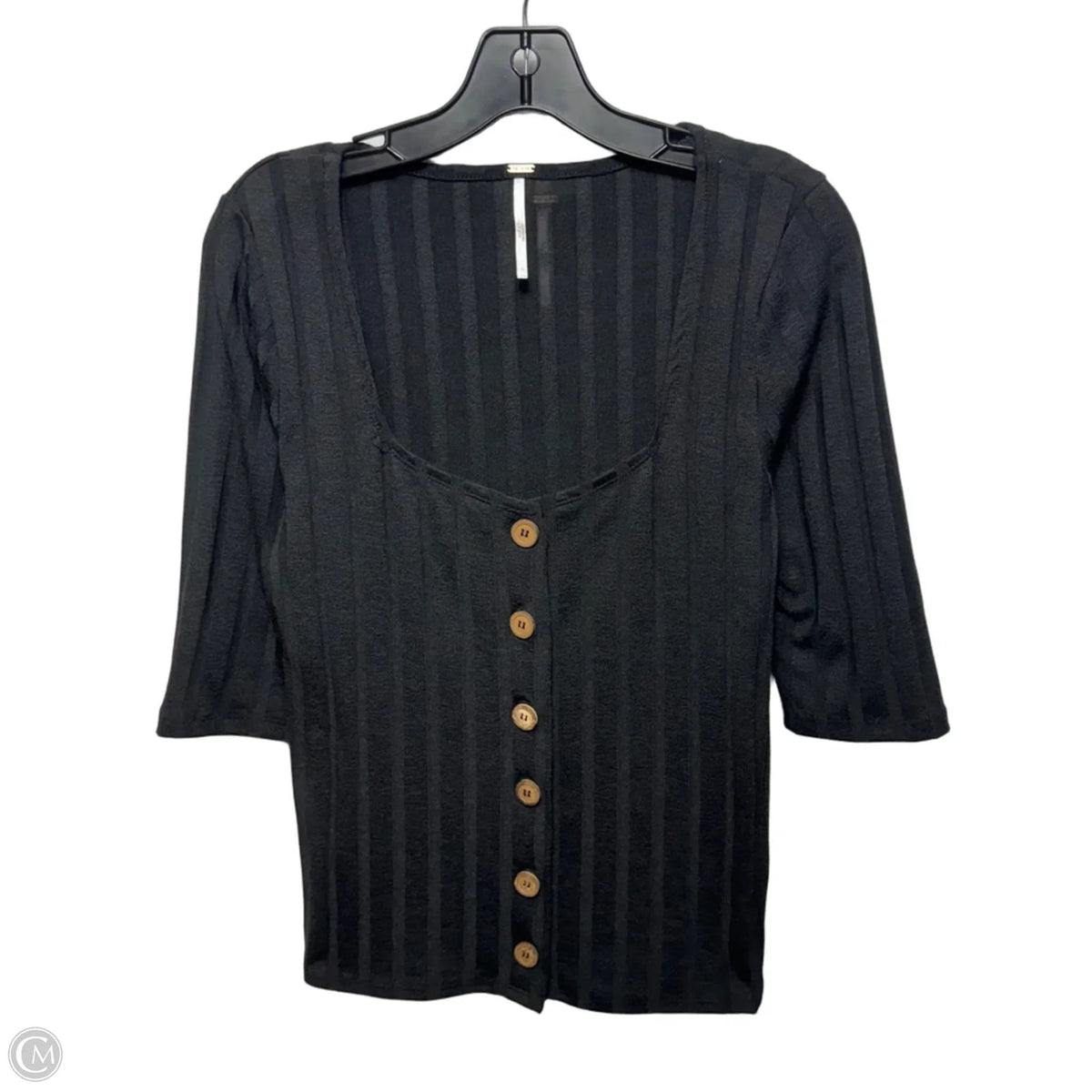Top 3/4 Sleeve By Free People In Black, Size: L