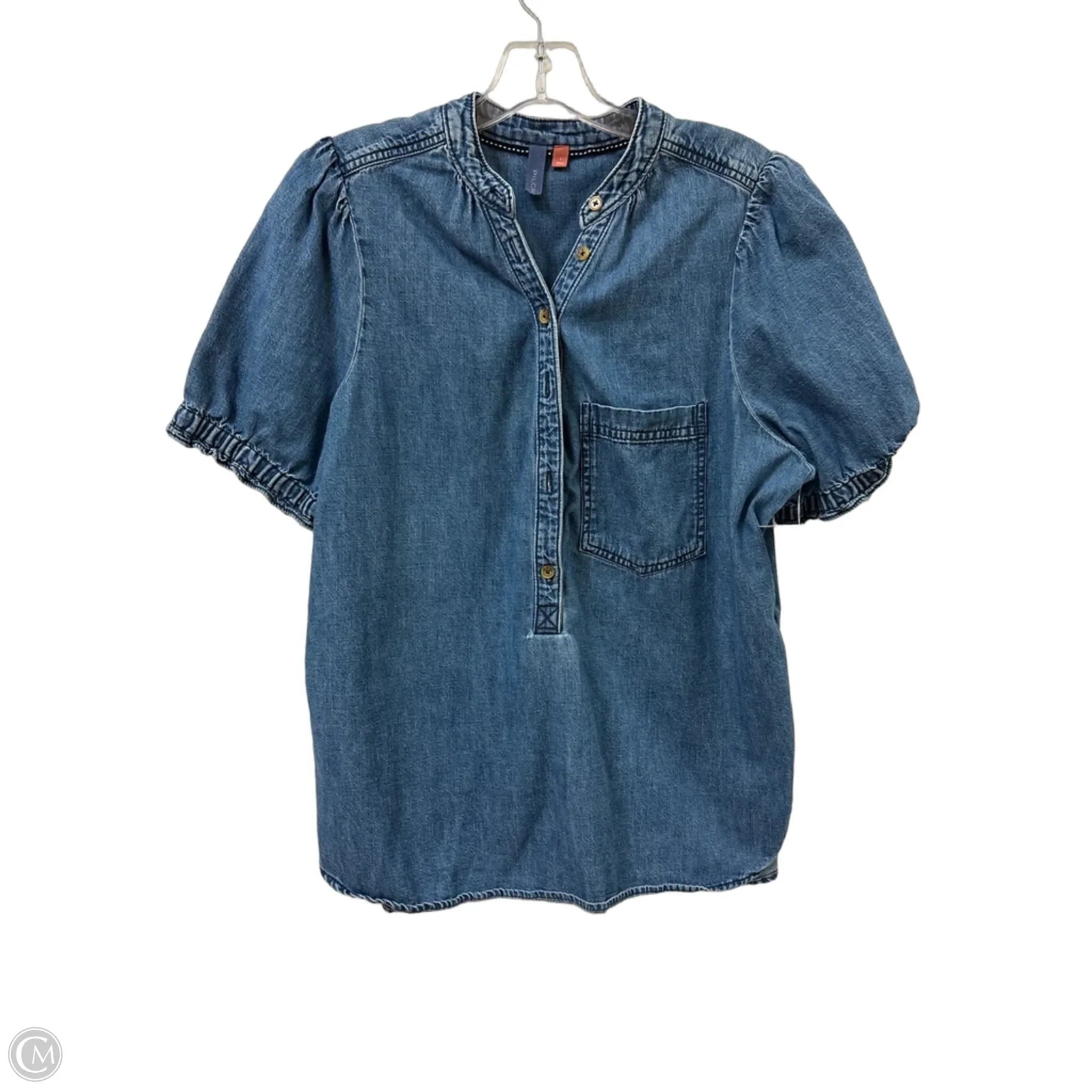 Top Short Sleeve By Pilcro In Blue Denim, Size: L