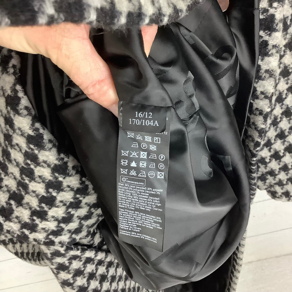 Coat Designer By All Saints In Black & Grey, Size: 12