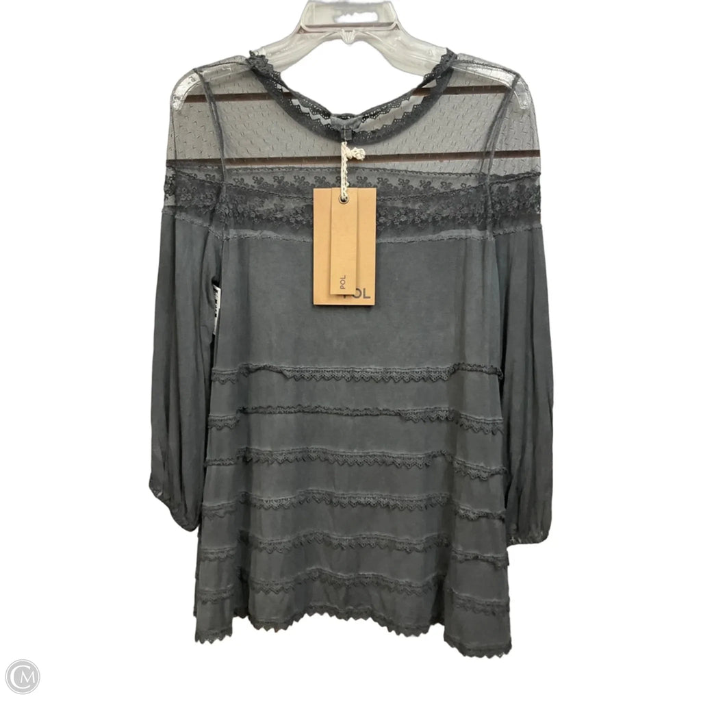 Top 3/4 Sleeve By Pol In Grey, Size: S
