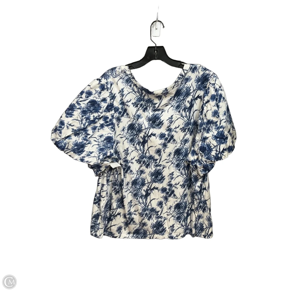 Top Short Sleeve By Inc In Blue & White, Size: 3x