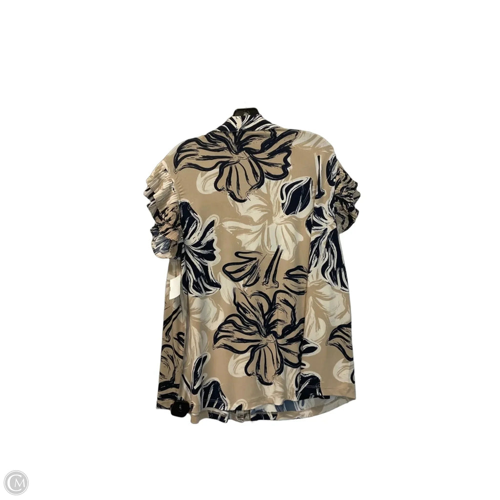 Top Sleeveless By Cato In Blue & Tan, Size: 18