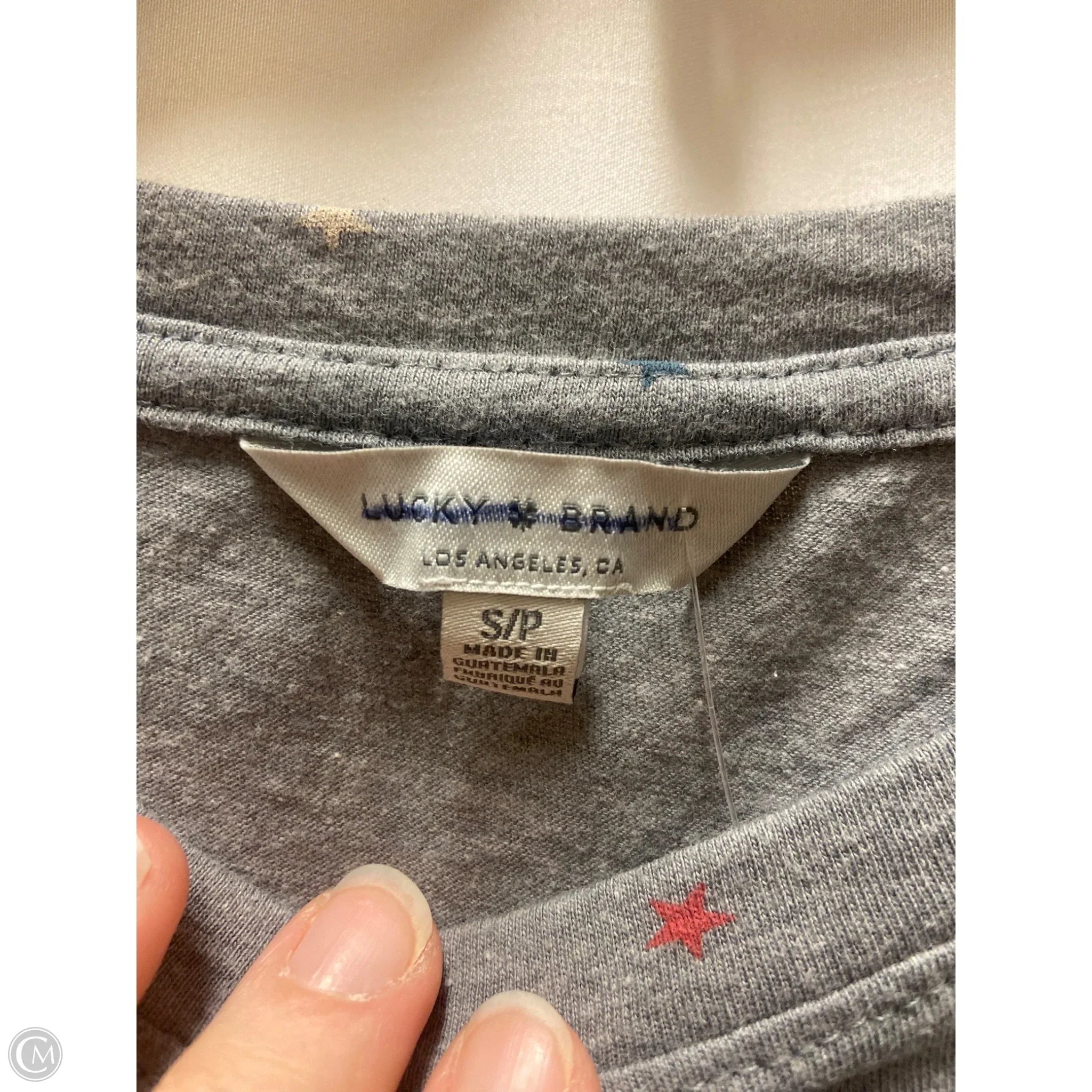 Top Short Sleeve By Lucky Brand In Grey, Size: S