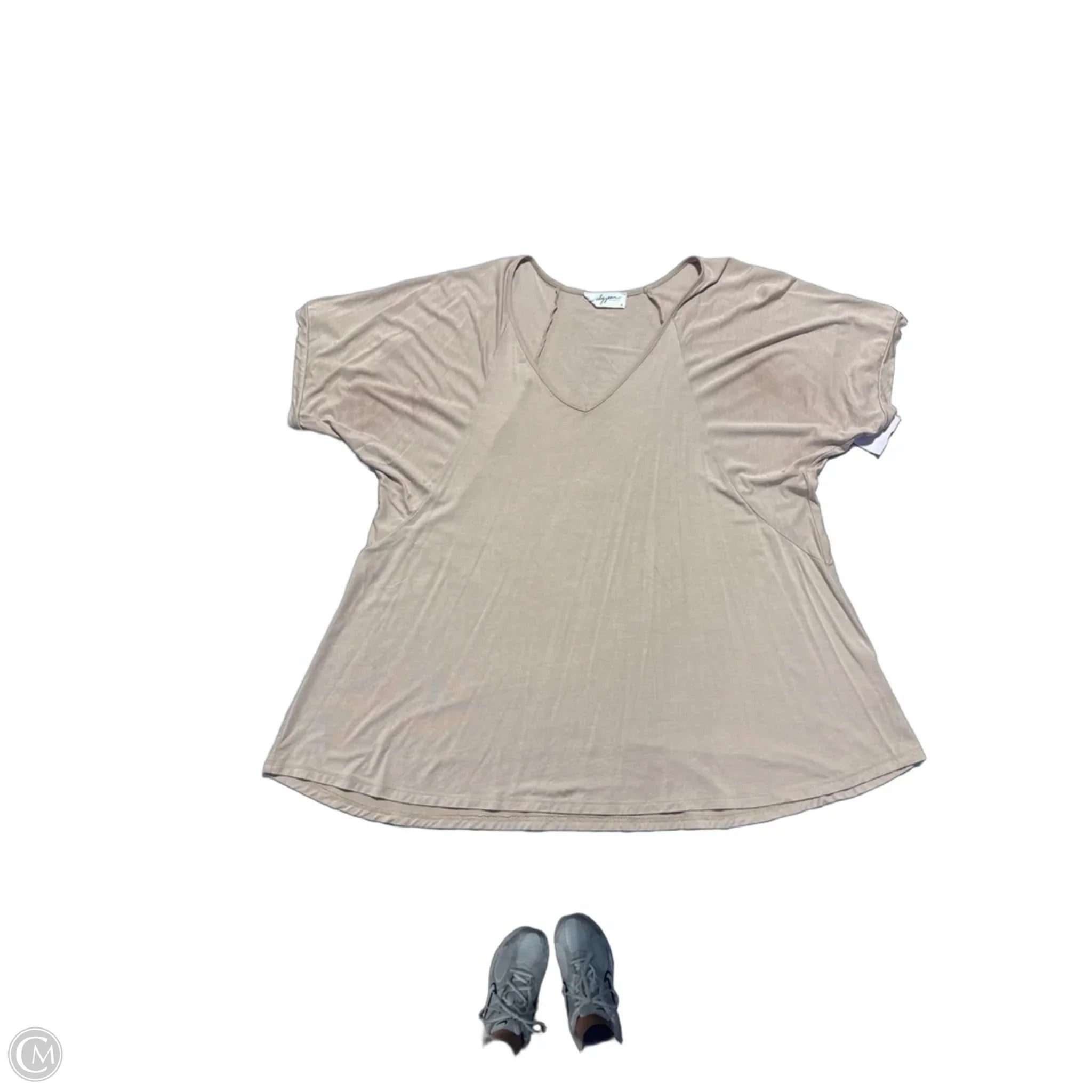 Top Short Sleeve By Carly Jean In Tan, Size: S