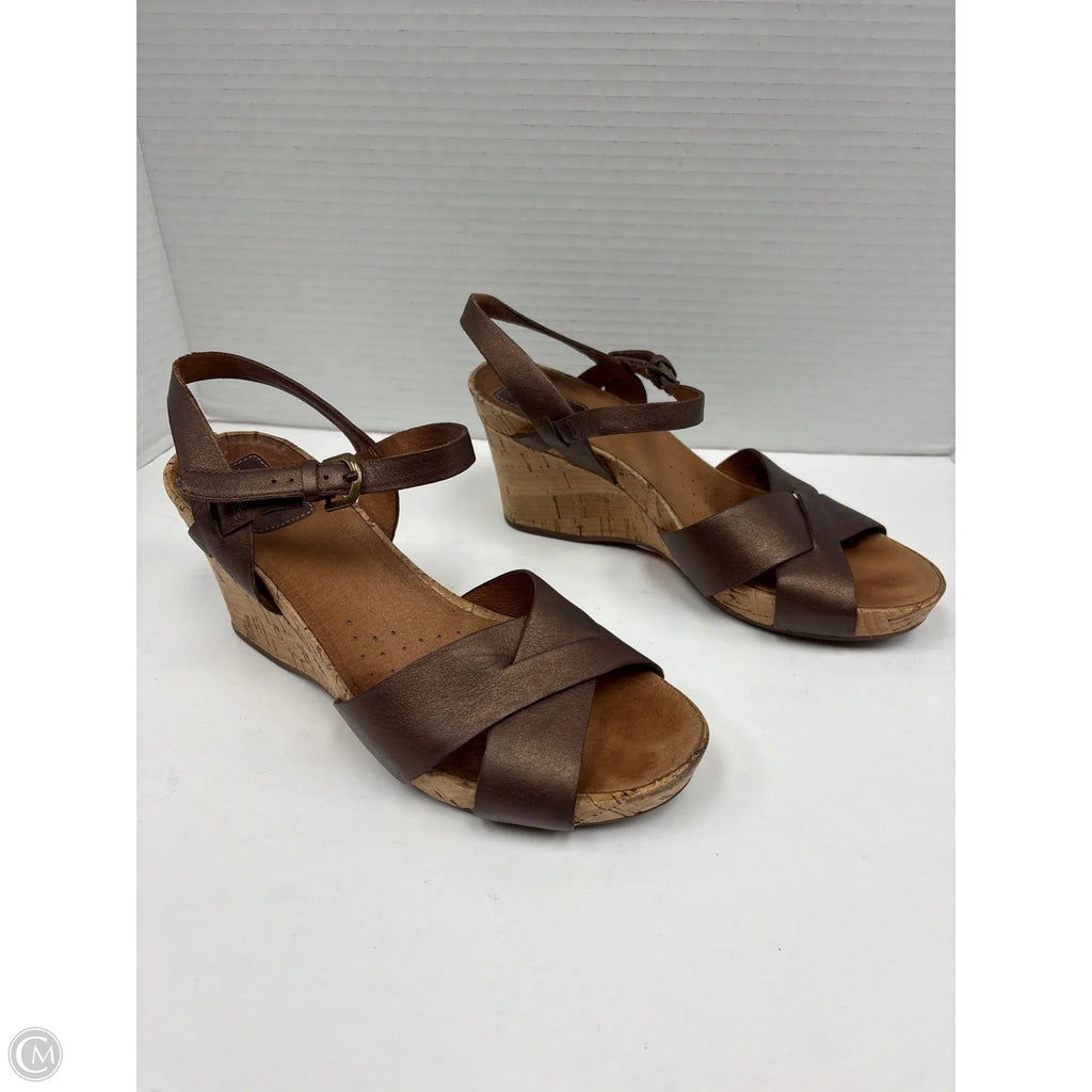 Sandals Heels Block By Clarks In Brown, Size: 7