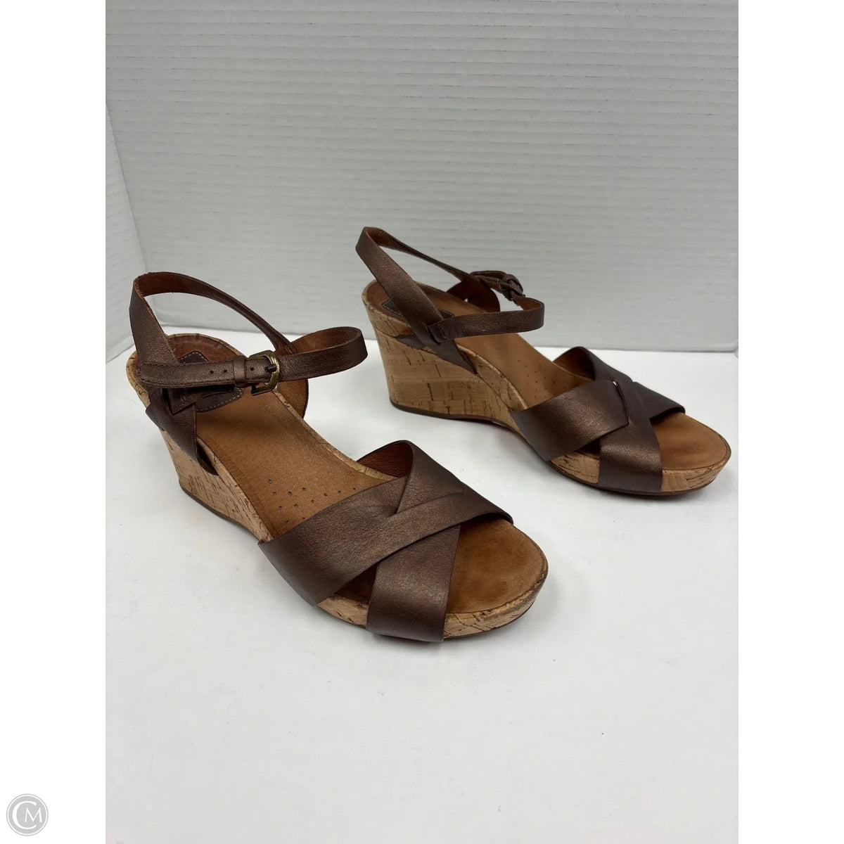 Sandals Heels Block By Clarks In Brown, Size: 7