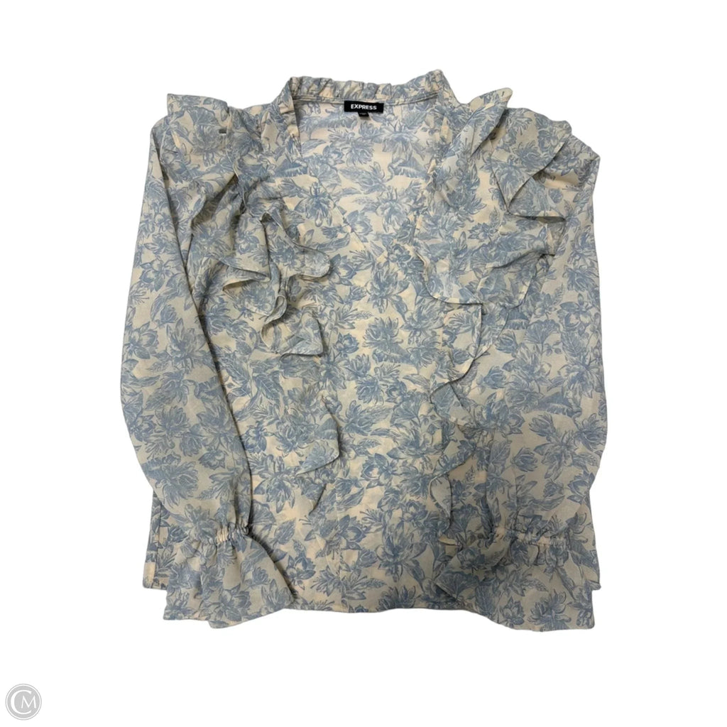 Top Long Sleeve By Express In Cream, Size: Xs