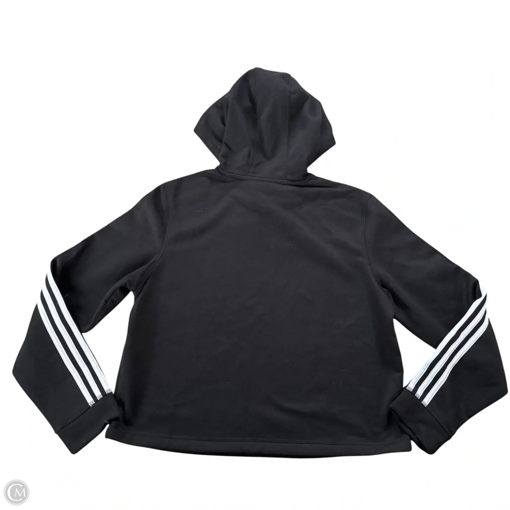 Athletic Top Long Sleeve Hoodie By Adidas In Black, Size: L