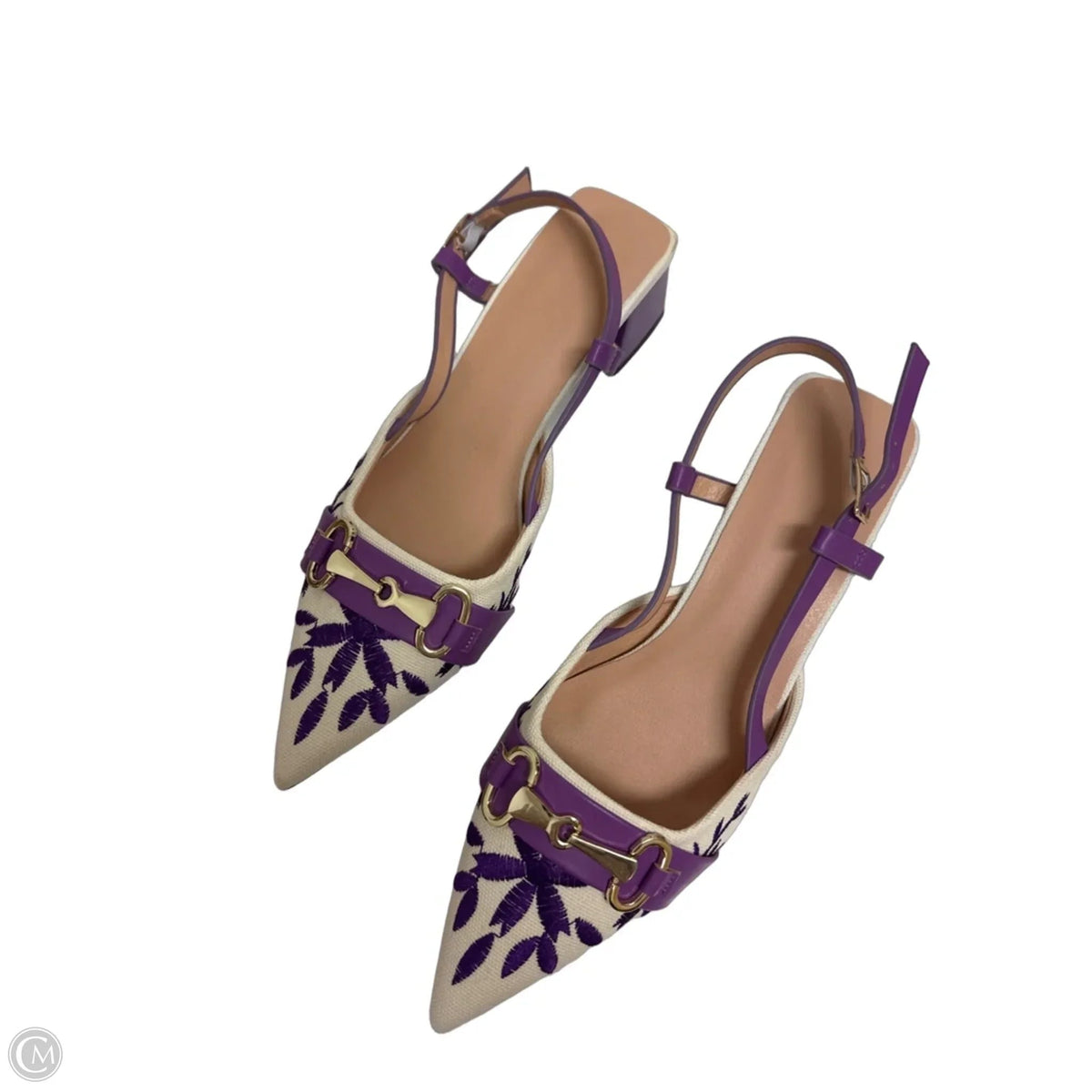 Shoes Heels Block By Clothes Mentor In Cream & Purple, Size: 10.5