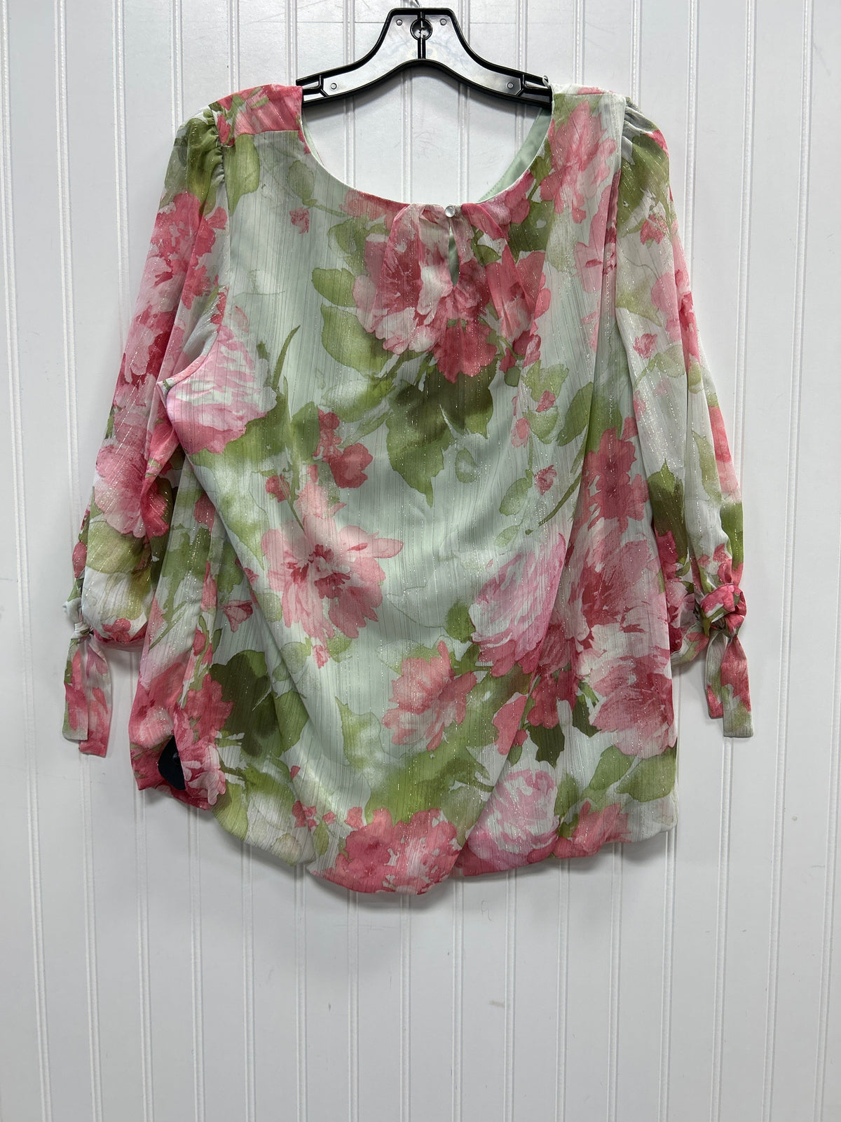 Blouse Ls By Sara Michelle In Floral Print, Size:2X