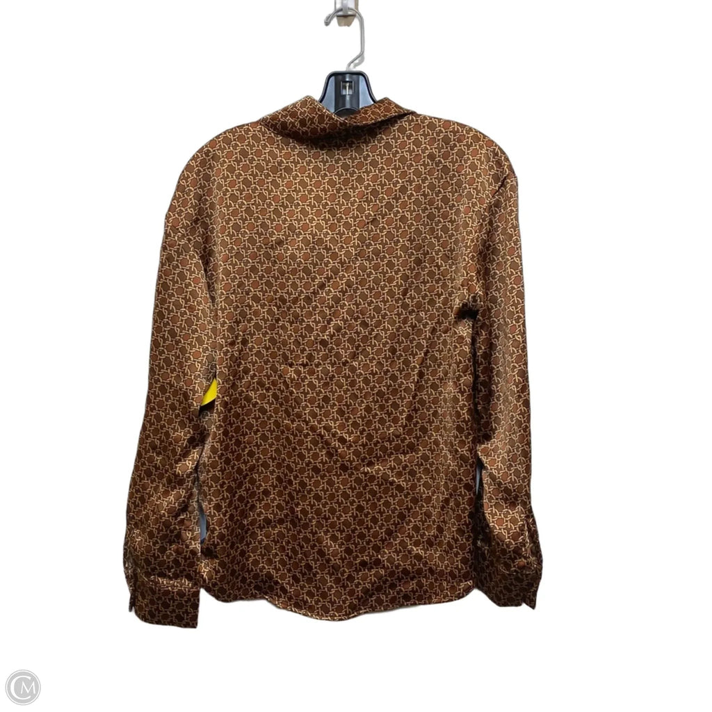 Blouse Long Sleeve By Rachel Zoe In Brown & Tan, Size: L
