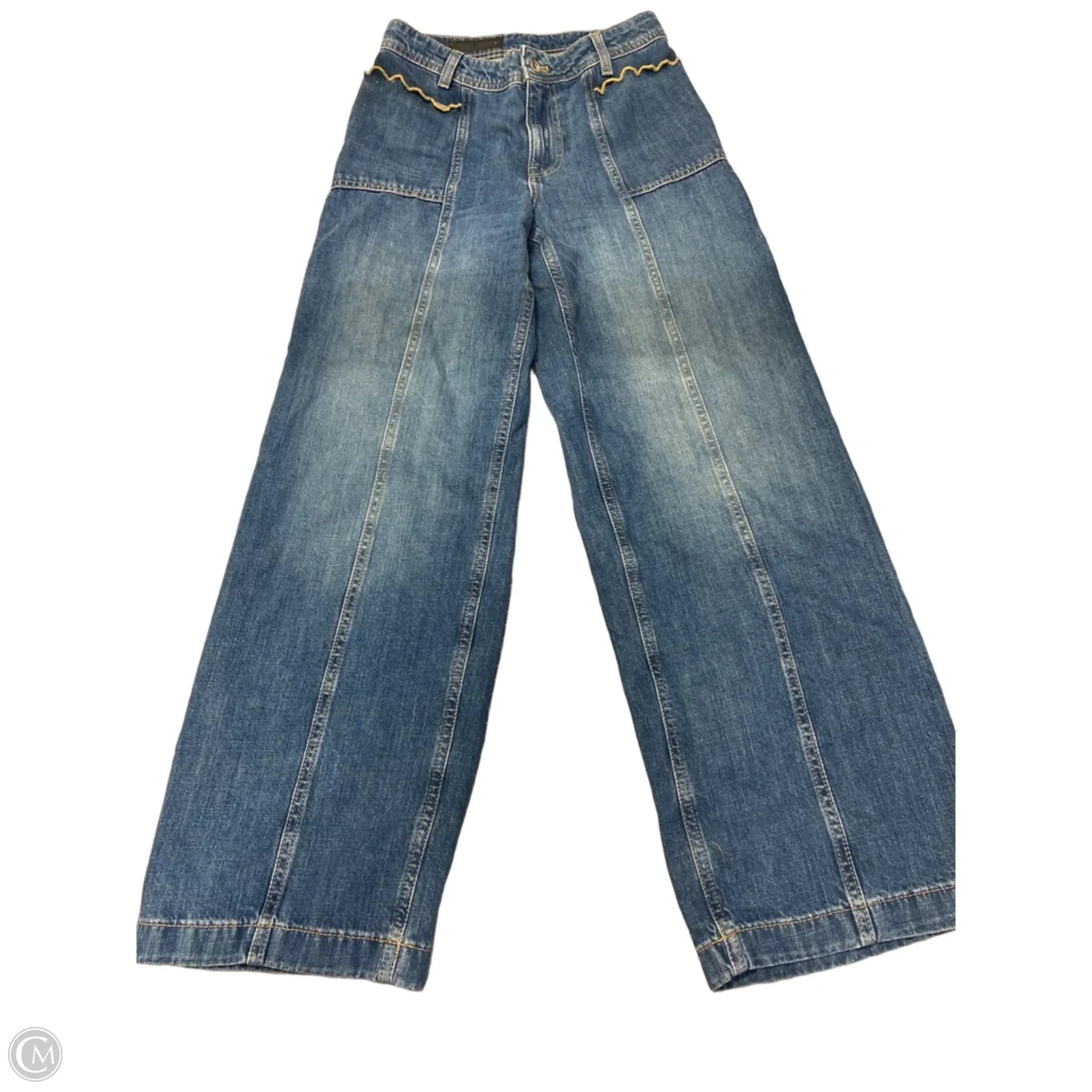 Jeans Wide Leg By Zara In Blue Denim, Size: 4