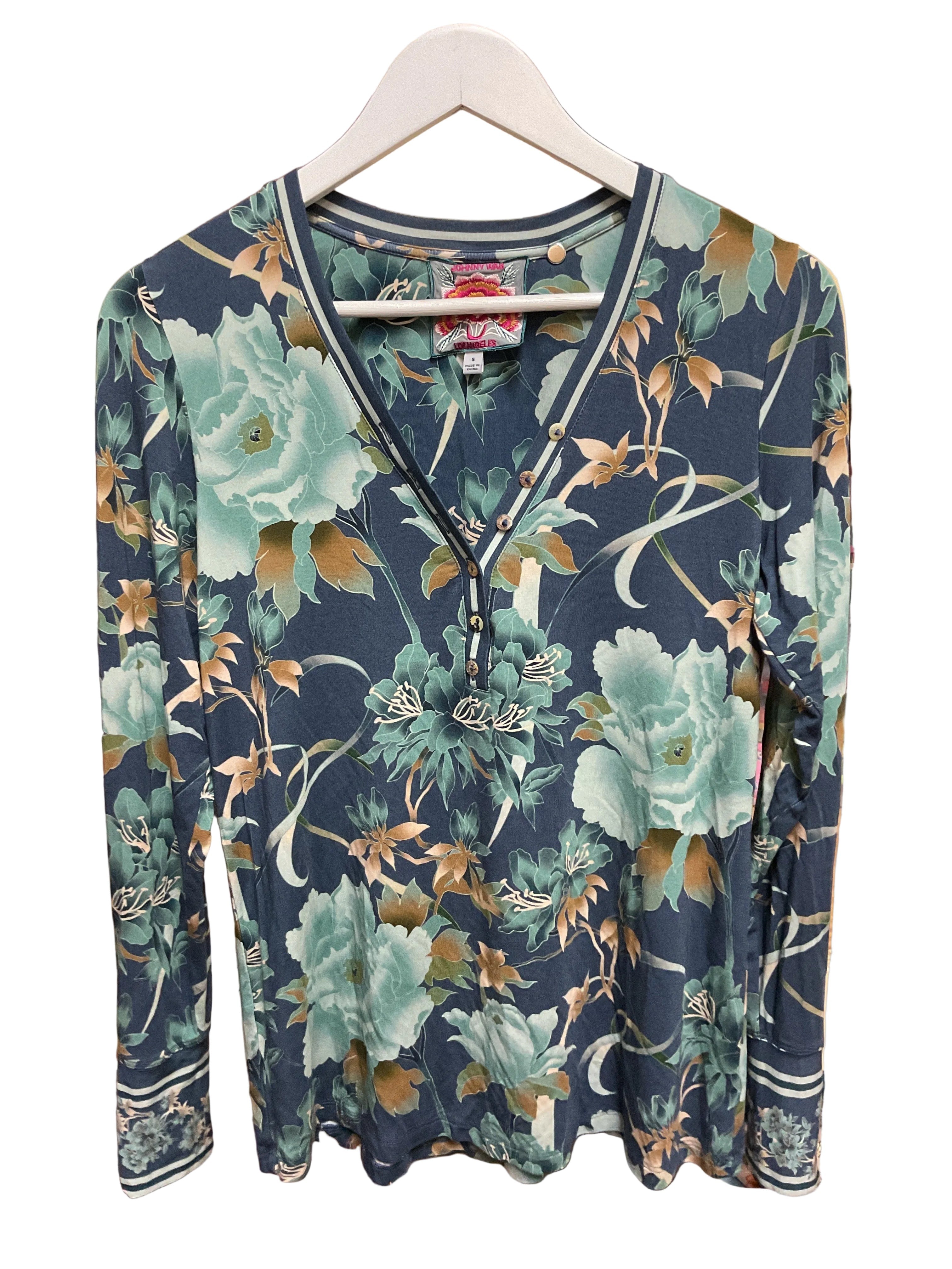 Top Ls Designer By Johnny Was In Blue & Green, Size:S