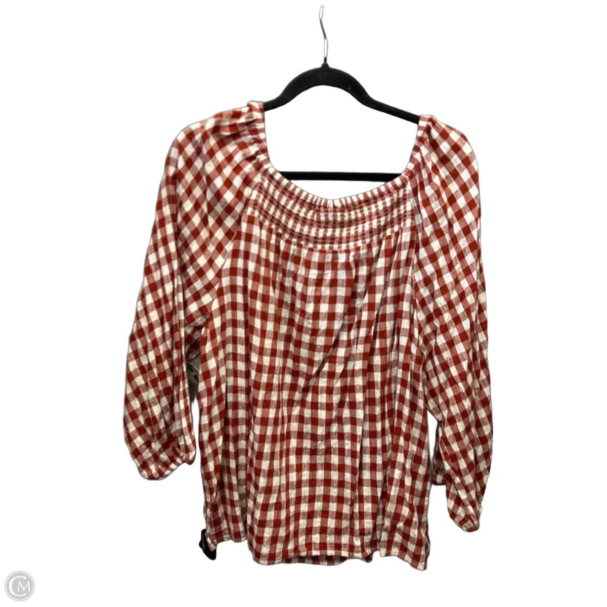 Top Long Sleeve By St Johns Bay In Brown & White, Size: 1x
