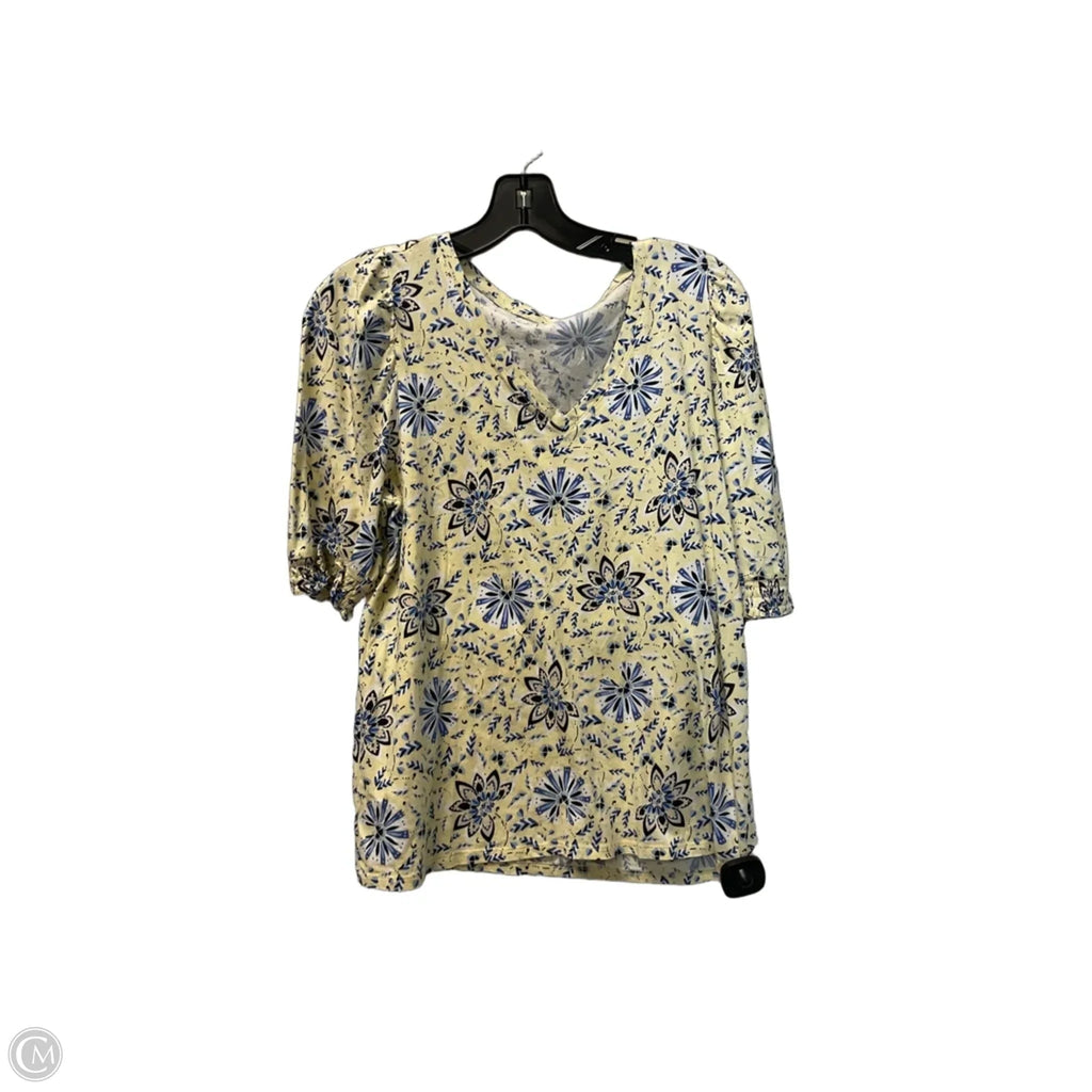 Top Short Sleeve By Loft In Yellow, Size: L