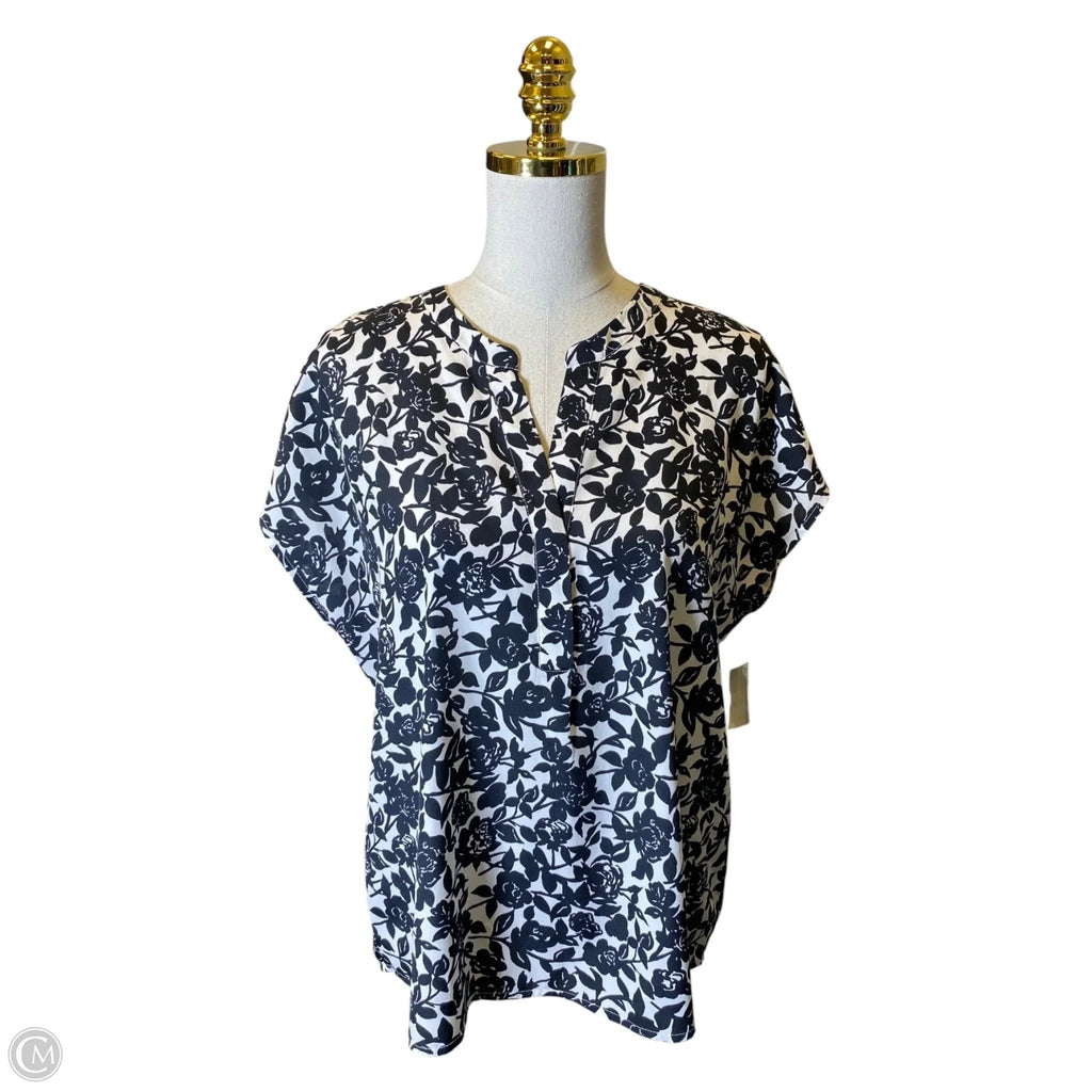 Top Short Sleeve By Ann Taylor In Black & White, Size: Lp