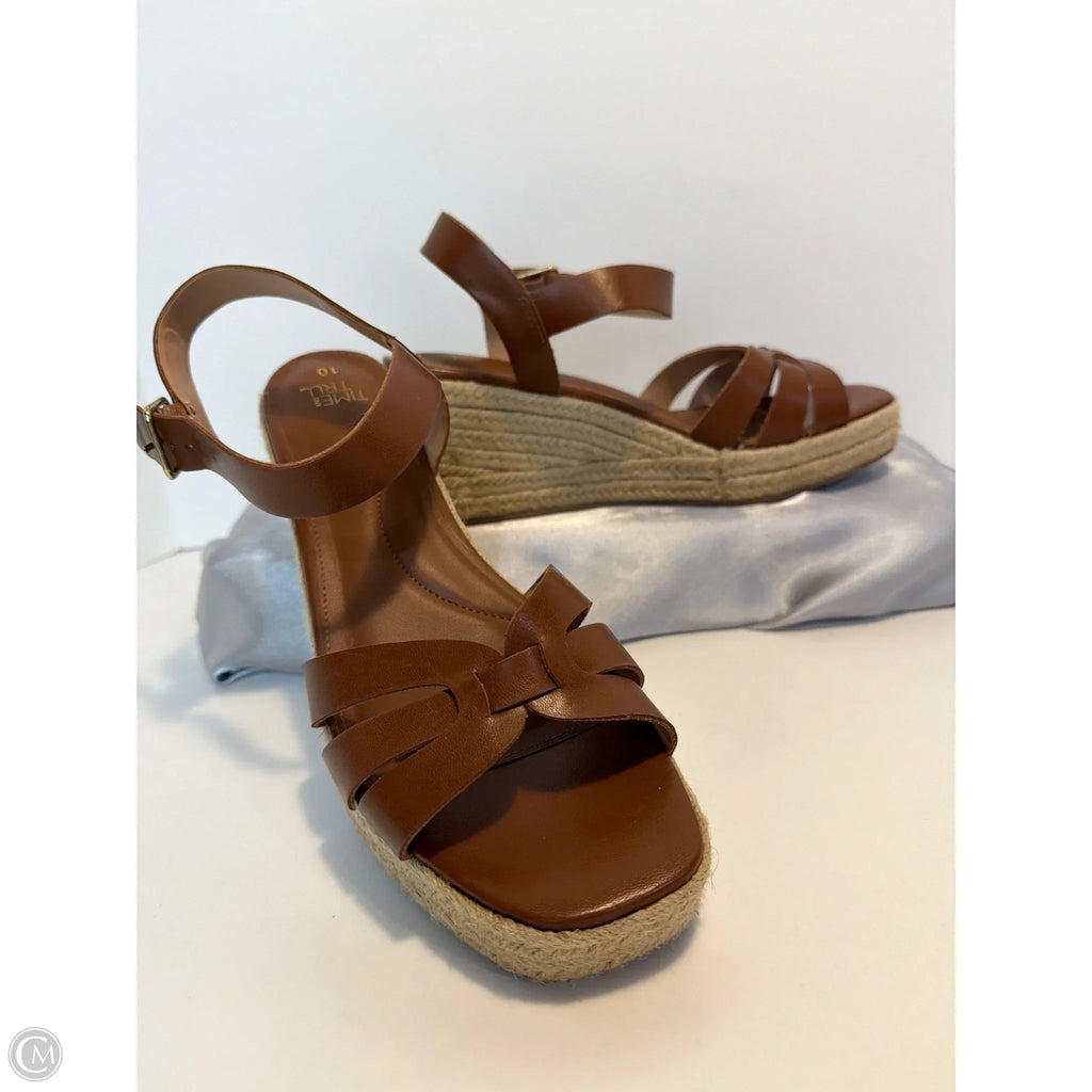 Sandals Heels Block By Time And Tru In Brown, Size: 10
