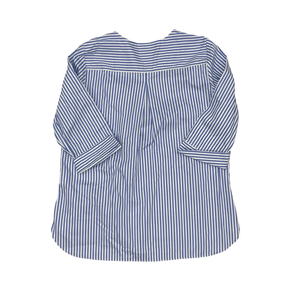 Blouse 3/4 Sleeve By Foxcroft In Blue & White, Size:2X