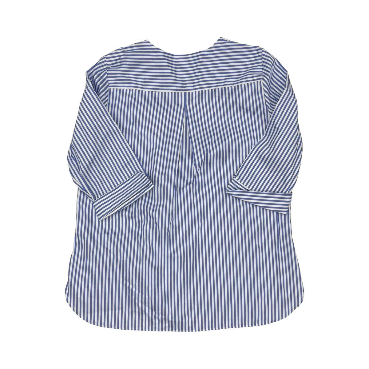 Blouse 3/4 Sleeve By Foxcroft In Blue & White, Size:2X